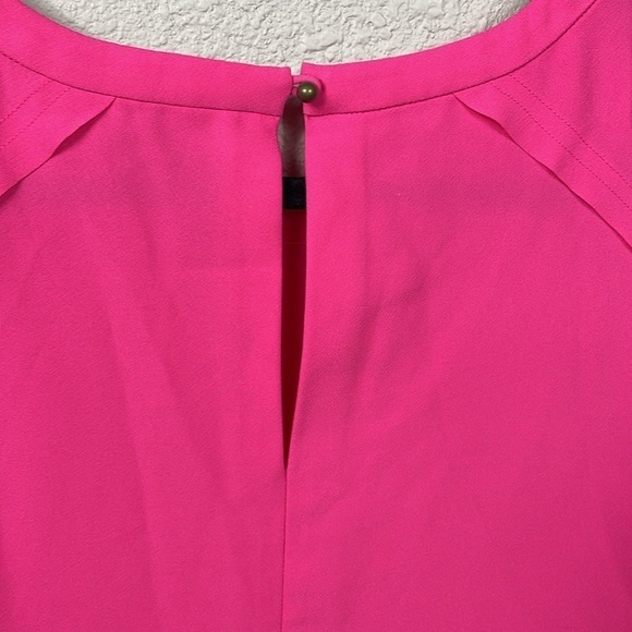 Banana Republic Short Sleeve Solid Flounce Dress Bright Pink Barbie Sz 4 - Picture 7 of 13
